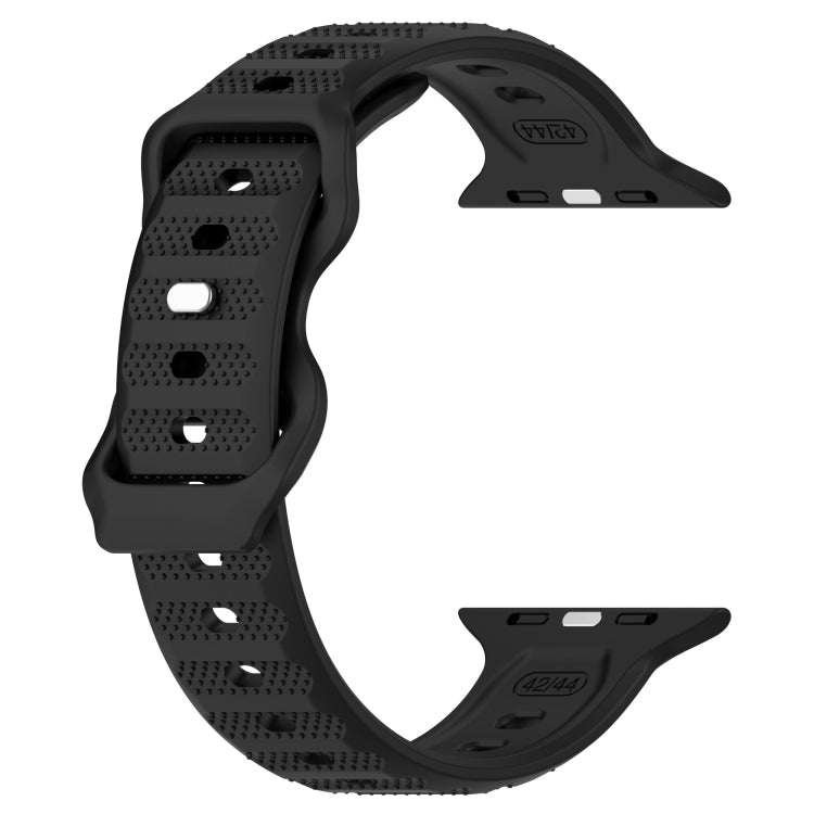 For Apple Watch Ultra 49mm Reverse Buckle Dot Texture Silicone Watch Band(Black) - Watch Bands by PMC TechLife | Online Shopping South Africa | PMC TechLife