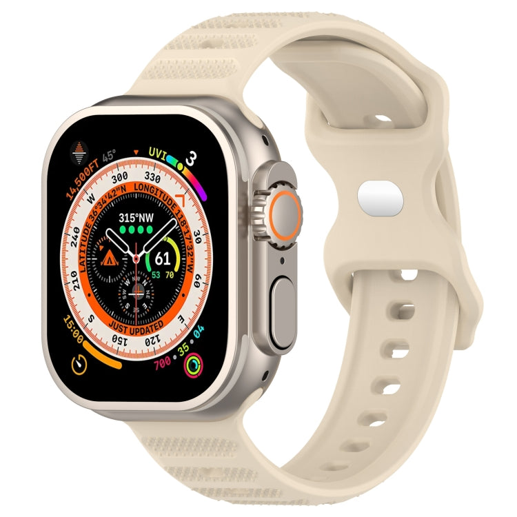 For Apple Watch Ultra 49mm Reverse Buckle Dot Texture Silicone Watch Band(Khaki) - Watch Bands by PMC Jewellery | Online Shopping South Africa | PMC Jewellery