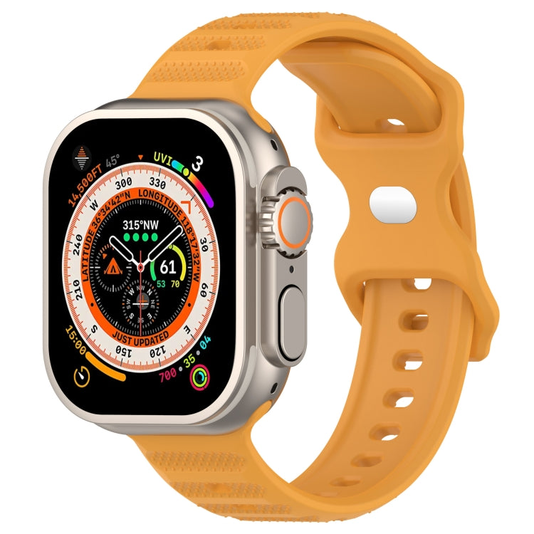 For Apple Watch 8 45mm Reverse Buckle Dot Texture Silicone Watch Band(Yellow) - Watch Bands by PMC Jewellery | Online Shopping South Africa | PMC Jewellery