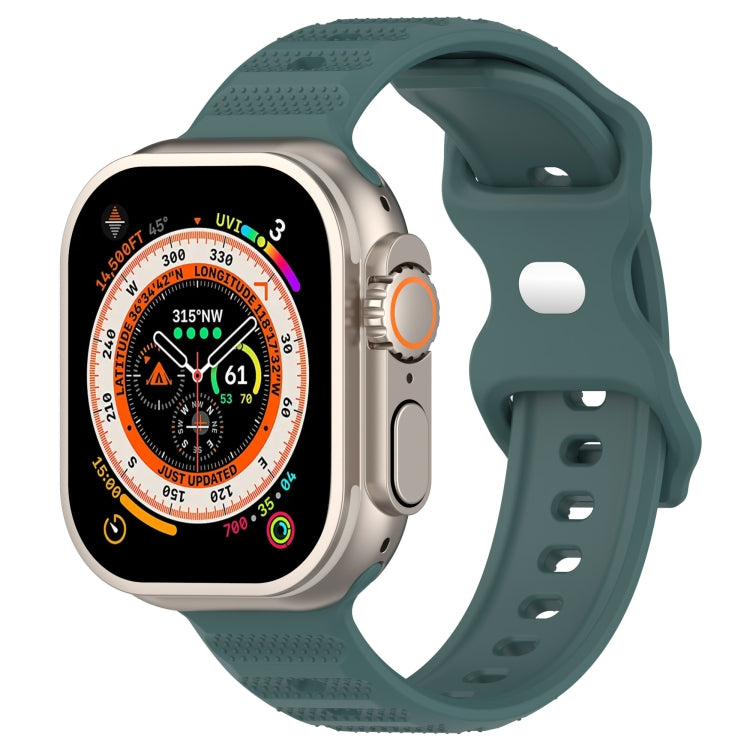 For Apple Watch 8 41mm Reverse Buckle Dot Texture Silicone Watch Band(Olive Green) - Watch Bands by PMC TechLife | Online Shopping South Africa | PMC TechLife
