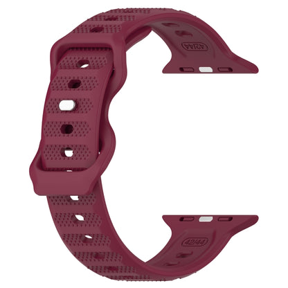 For Apple Watch 7 41mm Reverse Buckle Dot Texture Silicone Watch Band(Wine Red) - Watch Bands by PMC Jewellery | Online Shopping South Africa | PMC Jewellery