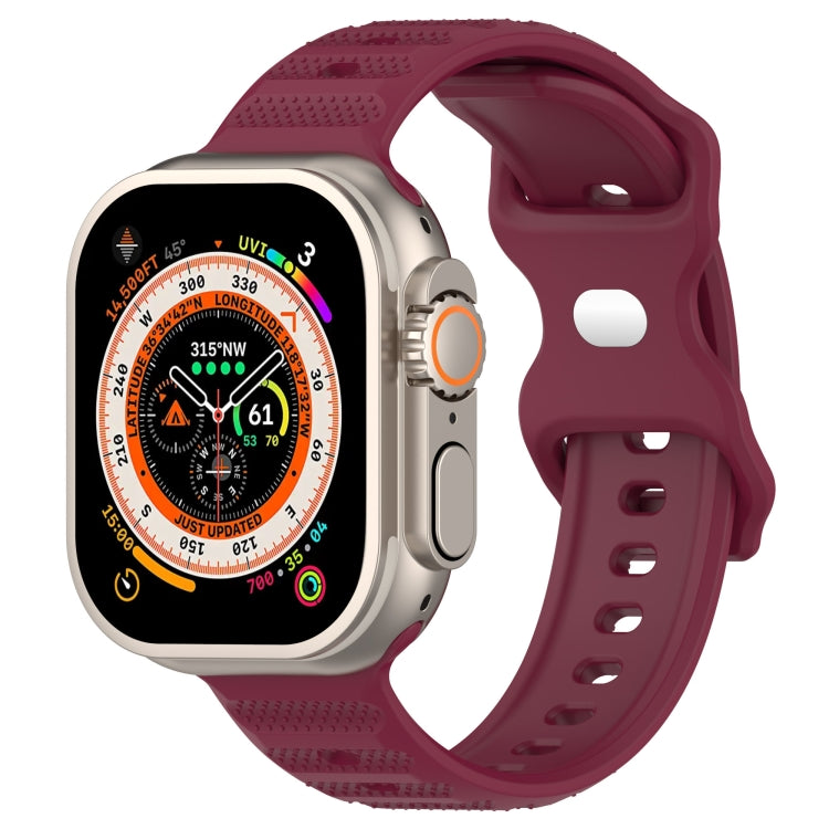 For Apple Watch 4 40mm Reverse Buckle Dot Texture Silicone Watch Band(Wine Red) - Watch Bands by PMC TechLife | Online Shopping South Africa | PMC TechLife