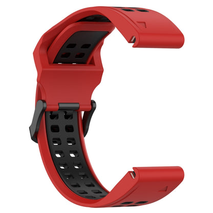 For Garmin  Instinct 2 Solar 22mm Two-Color Reverse Buckle Silicone Watch Band(Red+Black) - Watch Bands by PMC Jewellery | Online Shopping South Africa | PMC Jewellery