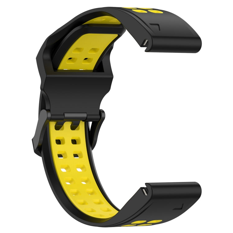 For Garmin Instinct Crossover 22mm Two-Color Reverse Buckle Silicone Watch Band(Black+Yellow) - Watch Bands by PMC Jewellery | Online Shopping South Africa | PMC Jewellery