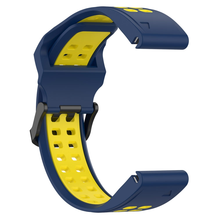 For Garmin Epix Gen 2 22mm Two-Color Reverse Buckle Silicone Watch Band(Blue+Yellow) - Watch Bands by PMC Jewellery | Online Shopping South Africa | PMC Jewellery