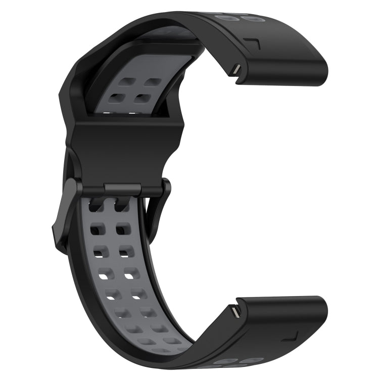 For Garmin Fenix 6 22mm Two-Color Reverse Buckle Silicone Watch Band(Black+Grey) - Watch Bands by PMC Jewellery | Online Shopping South Africa | PMC Jewellery