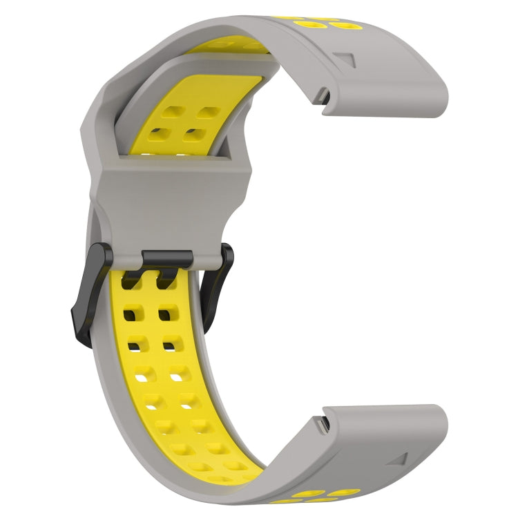 For Garmin Fenix 6 22mm Two-Color Reverse Buckle Silicone Watch Band(Grey+Yellow) - Watch Bands by PMC Jewellery | Online Shopping South Africa | PMC Jewellery