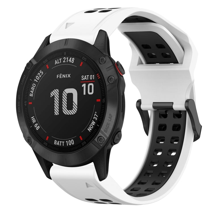 For Garmin Fenix 6 Pro 22mm Two-Color Reverse Buckle Silicone Watch Band(White+Black) - Watch Bands by PMC Jewellery | Online Shopping South Africa | PMC Jewellery