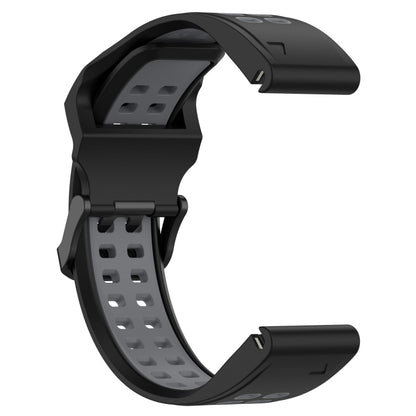 For Garmin Descent G1 22mm Two-Color Reverse Buckle Silicone Watch Band(Black+Grey) - Watch Bands by PMC Jewellery | Online Shopping South Africa | PMC Jewellery