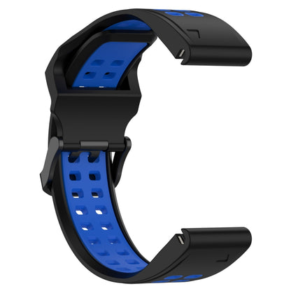 For Garmin Fenix 5 Plus 22mm Two-Color Reverse Buckle Silicone Watch Band(Black+Blue) - Watch Bands by PMC Jewellery | Online Shopping South Africa | PMC Jewellery