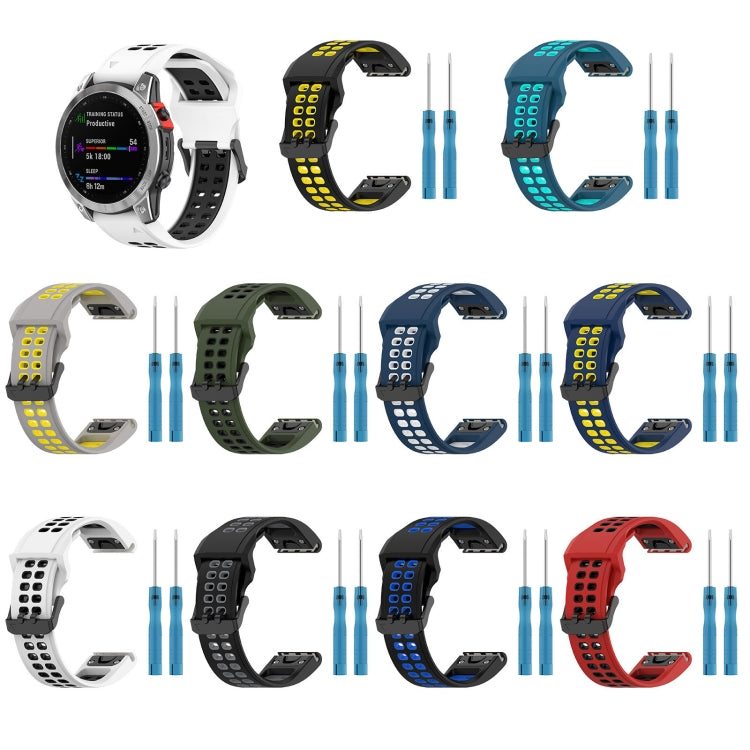 For Garmin Instinct Crossover 22mm Two-Color Reverse Buckle Silicone Watch Band(Red+Black) - Watch Bands by PMC TechLife | Online Shopping South Africa | PMC TechLife