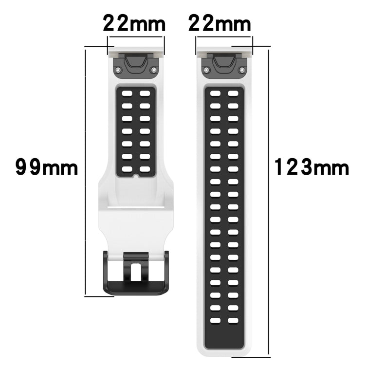 For Garmin Epix Gen 2 22mm Two-Color Reverse Buckle Silicone Watch Band(Black+Grey) - Watch Bands by PMC Jewellery | Online Shopping South Africa | PMC Jewellery