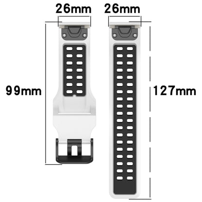 For Garmin Fenix 5X Plus 26mm Two-Color Reverse Buckle Silicone Watch Band(White+Black) - Watch Bands by PMC Jewellery | Online Shopping South Africa | PMC Jewellery