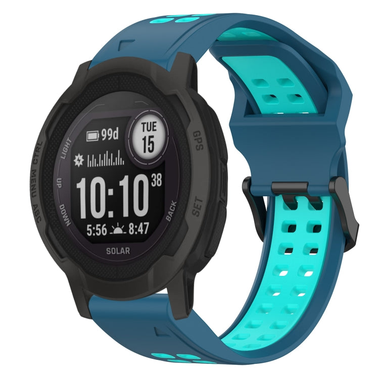 For Garmin Instinct 2S 20mm Two-Color Reverse Buckle Silicone Watch Band(Blue+Teal) - Watch Bands by PMC Jewellery | Online Shopping South Africa | PMC Jewellery