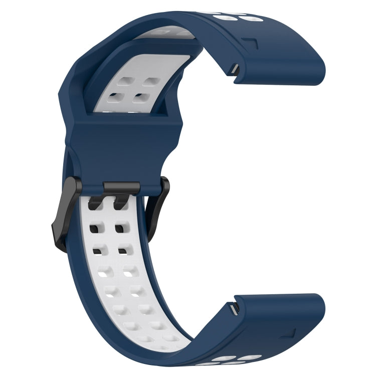 For Garmin Fenix 5S Plus 20mm Two-Color Reverse Buckle Silicone Watch Band(Blue+White) - Watch Bands by PMC TechLife | Online Shopping South Africa | PMC TechLife