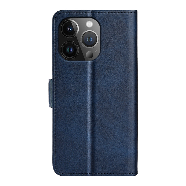 For iPhone 15 Pro Dual-side Magnetic Buckle Horizontal Flip Leather Phone Case(Dark Blue) - iPhone 15 Pro Cases by PMC Jewellery | Online Shopping South Africa | PMC Jewellery