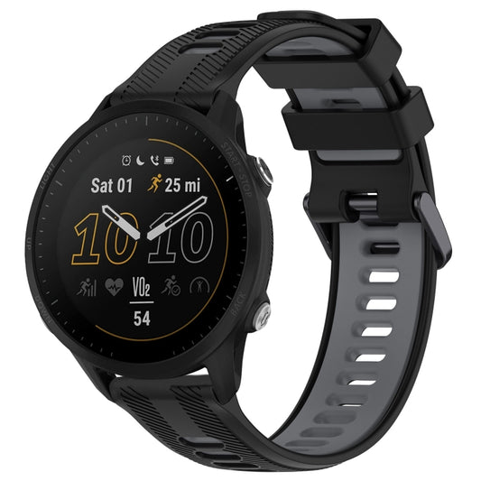 For Garmin Forerunner 955 Sports Two-Color Silicone Watch Band(Black+Grey) - Watch Bands by PMC Jewellery | Online Shopping South Africa | PMC Jewellery