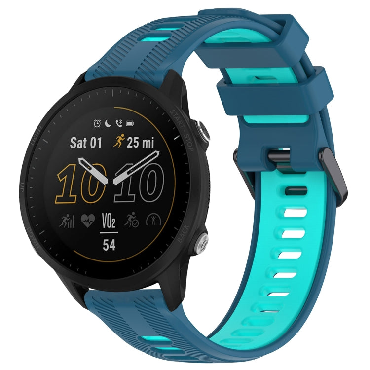 For Garmin Forerunner 955 Sports Two-Color Silicone Watch Band(Blue+Teal) - Watch Bands by PMC Jewellery | Online Shopping South Africa | PMC Jewellery