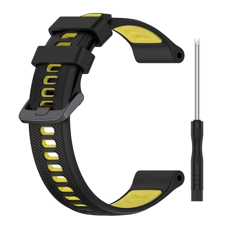 For Garmin Forerunner 945 Sports Two-Color Silicone Watch Band(Black+Yellow) - Watch Bands by PMC Jewellery | Online Shopping South Africa | PMC Jewellery