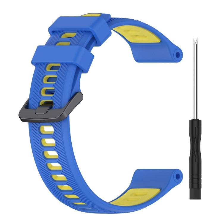 For Garmin Forerunner 935 Sports Two-Color Silicone Watch Band(Blue+Yellow) - Watch Bands by PMC Jewellery | Online Shopping South Africa | PMC Jewellery