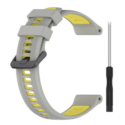 For Garmin Approach S60 Sports Two-Color Silicone Watch Band(Grey+Yellow) - Watch Bands by PMC Jewellery | Online Shopping South Africa | PMC Jewellery