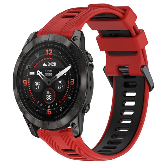 For Garmin EPIX Pro 47mm Sports Two-Color Silicone Watch Band(Red+Black) - Watch Bands by PMC Jewellery | Online Shopping South Africa | PMC Jewellery