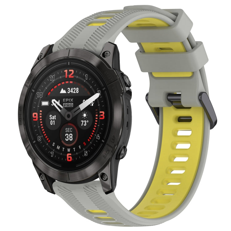 For Garmin EPIX Pro 47mm Sports Two-Color Silicone Watch Band(Grey+Yellow) - Watch Bands by PMC Jewellery | Online Shopping South Africa | PMC Jewellery