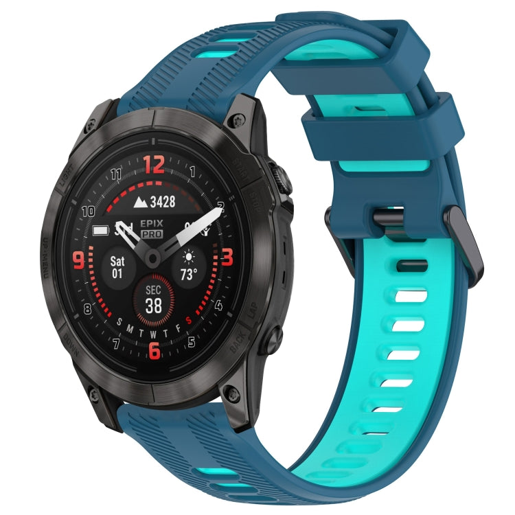 For Garmin EPIX Pro 47mm Sports Two-Color Silicone Watch Band(Blue+Teal) - Watch Bands by PMC Jewellery | Online Shopping South Africa | PMC Jewellery