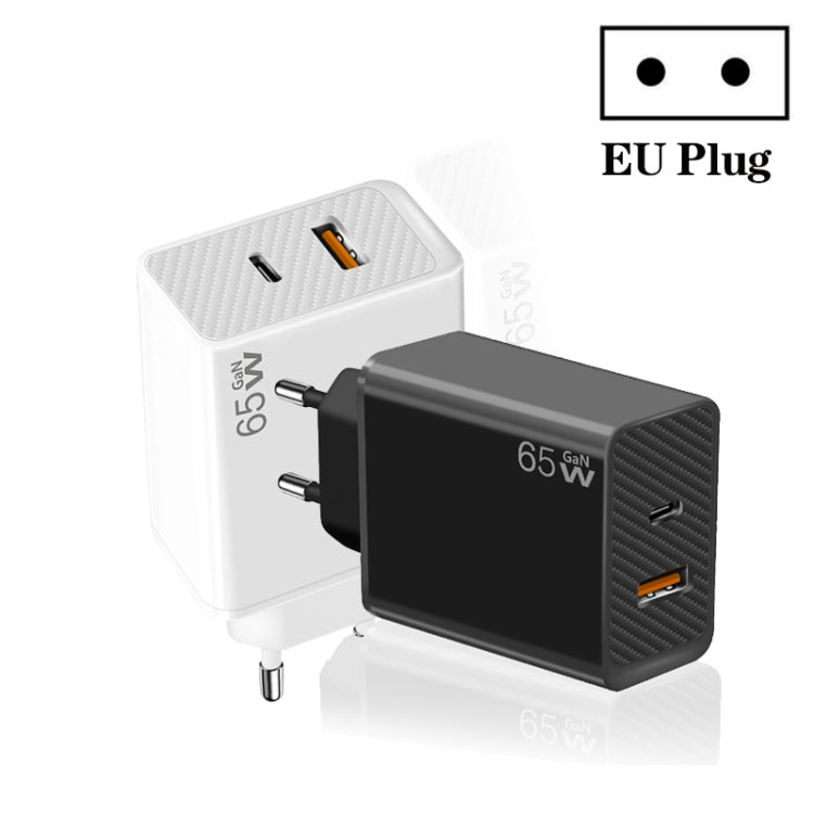 GaN PD48W Type-C PD3.0 + USB3.0 Notebook Adapter for  MacBook Series ，EU Plug(Black) - Cable & Adapter by PMC TechLife | Online Shopping South Africa | PMC TechLife