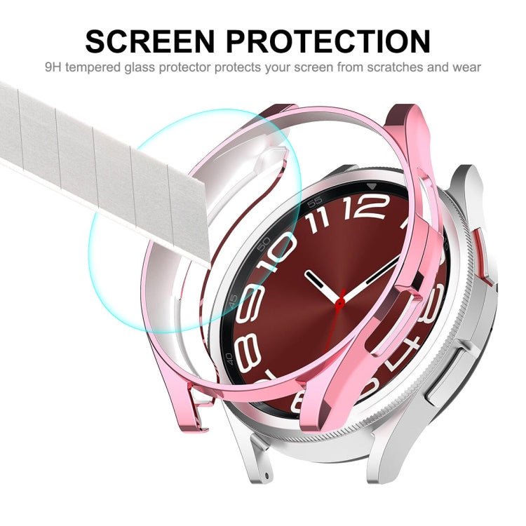 For Samsung Galaxy Watch6 Classic 43mm ENKAY Hat-Prince Electroplated Soft TPU Case + 0.2mm 9H Glass Screen Protector(Pink) - Watch Cases by ENKAY | Online Shopping South Africa | PMC Jewellery