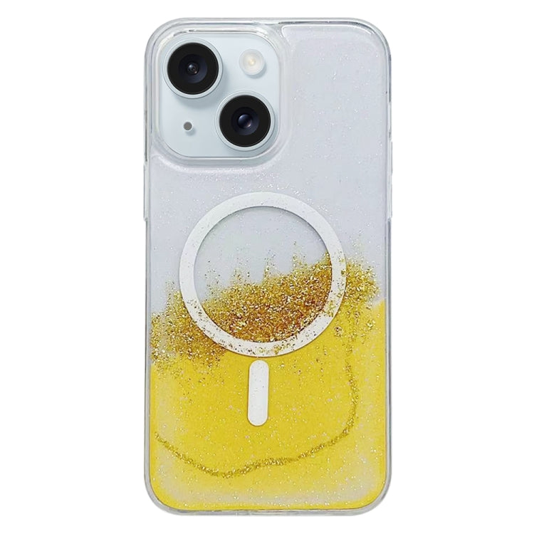 For iPhone 15 Gilding MagSafe Hybrid Clear TPU Phone Case(Yellow) - free shipping - PMC TechLife - Order now!