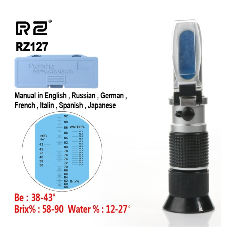 High Concentration Brix Be Water 3 in 1 58%~92% Honey Refractometer Bees Sugar Food ATC RZ127 - Digital Refractometer by PMC Jewellery | Online Shopping South Africa | PMC Jewellery