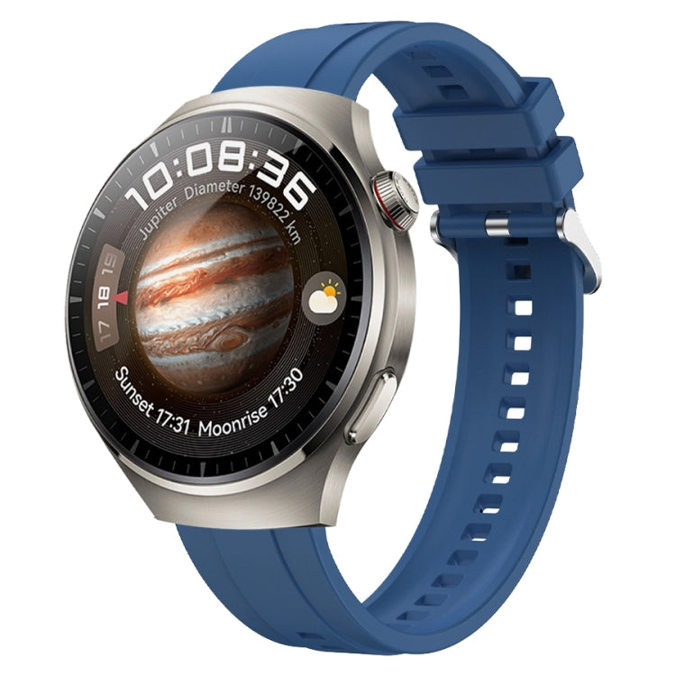 For Huawei Watch 4 Tire Pattern Silver Buckle Silicone Watch Band(Blue) - Watch Bands by PMC TechLife | Online Shopping South Africa | PMC TechLife