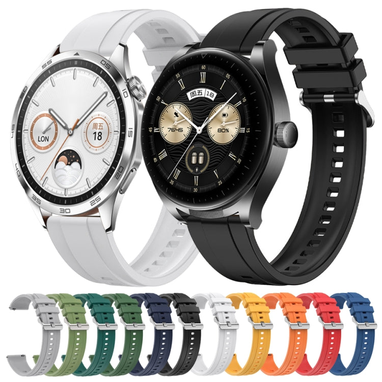 For Huawei Watch GT4 41mm Tire Pattern Silver Buckle Silicone Watch Band(Black) - Watch Bands by PMC Jewellery | Online Shopping South Africa | PMC Jewellery