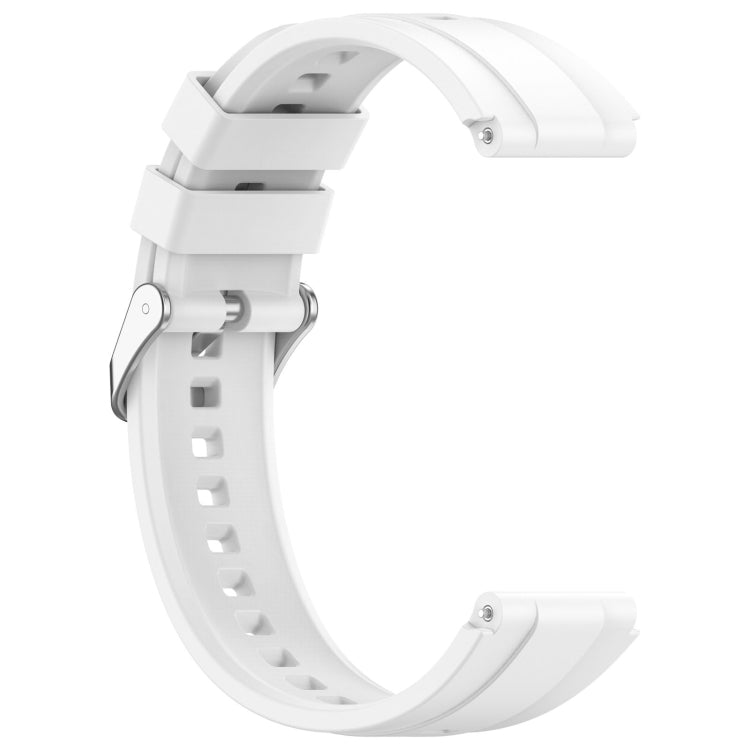 For Huawei Watch GT4 41mm Official Steps Style Silver Buckle Silicone Watch Band(White) - Watch Bands by PMC Jewellery | Online Shopping South Africa | PMC Jewellery