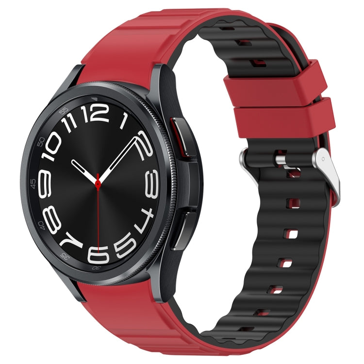 For Samsung Galaxy Watch 6 Two Color Horizontal Silicone Watch Band(Red Black) - Watch Bands by PMC TechLife | Online Shopping South Africa | PMC TechLife