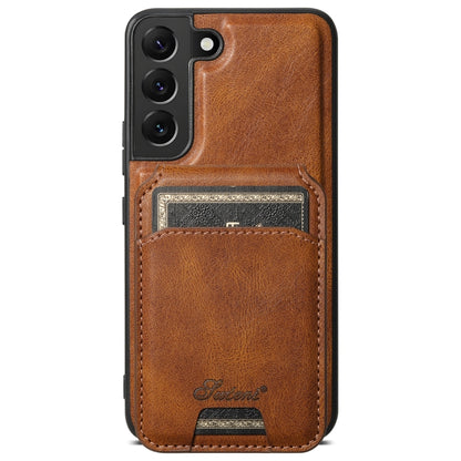 For Samsung Galaxy S22 5G Suteni H15 MagSafe Oil Eax Leather Detachable Wallet Back Phone Case(Brown) - Galaxy S22 5G Cases by Suteni | Online Shopping South Africa | PMC Jewellery