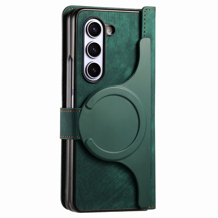 For Samsung Galaxy Z Fold5 5G Retro MagSafe Magnetic Zipper Wallet Leather Phone Case(Green) - Galaxy Z Fold5 Cases by PMC Jewellery | Online Shopping South Africa | PMC Jewellery