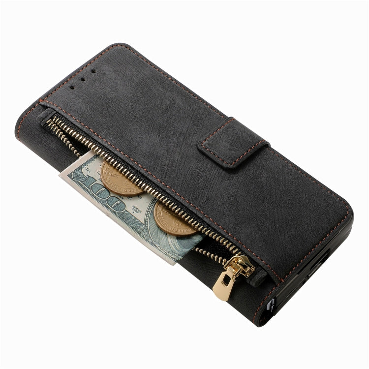 For Samsung Galaxy Z Fold4 Retro MagSafe Magnetic Zipper Wallet Leather Phone Case(Black) - Galaxy Z Fold4 5G Cases by PMC Jewellery | Online Shopping South Africa | PMC Jewellery