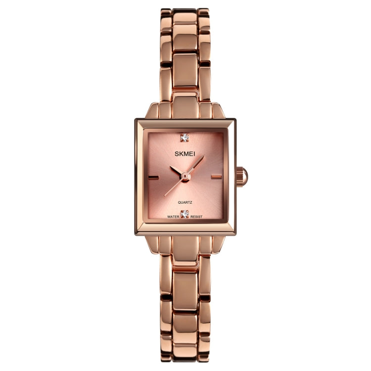 SKMEI 1407 Business Fashion Watch with Diamonds Delicate and Elegant Square Zinc Alloy Quartz Watch for Women Rose Gold - Alloy Watches by SKMEI | Online Shopping South Africa | PMC Jewellery | Buy Now Pay Later Mobicred