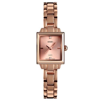 SKMEI 1407 Business Fashion Watch with Diamonds Delicate and Elegant Square Zinc Alloy Quartz Watch for Women Rose Gold - Alloy Watches by SKMEI | Online Shopping South Africa | PMC Jewellery | Buy Now Pay Later Mobicred