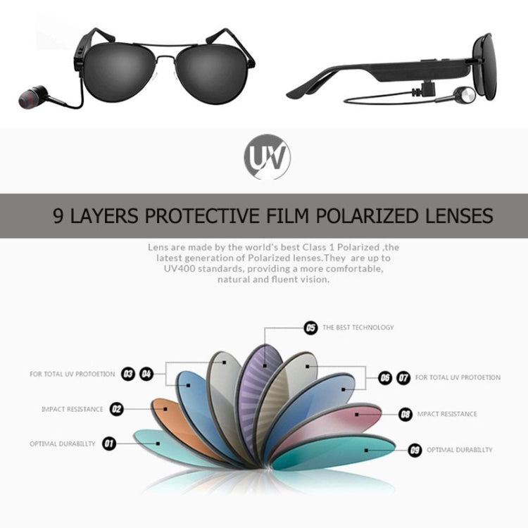 A8 Wireless Earphone Bluetooth Headset Sunglasses Music Headphones Smart Glasses Earbud Hands-free with Mic - Bluetooth Earphone by PMC Jewellery | Online Shopping South Africa | PMC Jewellery