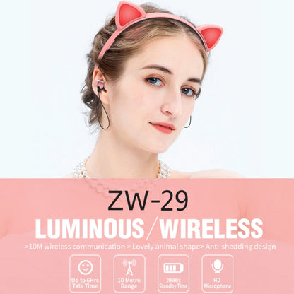 ZW29 Cat Ear Stereo Sound HIFI Fashion Outdoor Portable Sports Wireless  Bluetooth Headset with Mic & LED Light Glowing(Purple) - Neck-mounted Earphone by PMC Jewellery | Online Shopping South Africa | PMC Jewellery