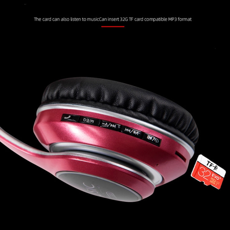 VJ033 Multi-function Upgrade Bluetooth 5.0 Headset Stereo Wireless LED Microphone FM Radio Headset(Black) - Headset & Headphone by PMC TechLife | Online Shopping South Africa | PMC TechLife