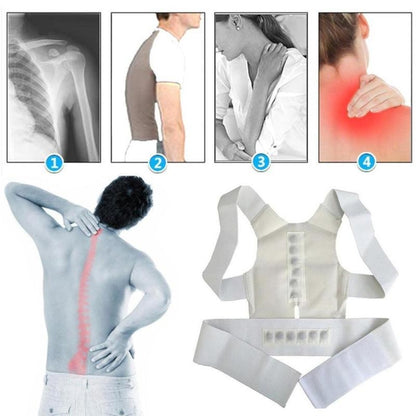 Magnetic Therapy Posture Corrector Brace Shoulder Back Support Belt for Men Women Adult Braces Supports Upper Correction Corset, Size:XL(White) - Corrector by posture sport | Online Shopping South Africa | PMC Jewellery