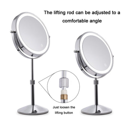 Desktop Double-SidedRound LED Luminous Makeup Mirror Liftable Magnifying Mirror, Specification:Plane + 3 Times Magnification(7-inch Battery Model) - Mirror by PMC Jewellery | Online Shopping South Africa | PMC Jewellery