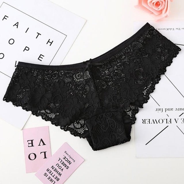 Full Lace Sexy Jacquard Seamless Underwear(Black) - Ladies Underwear by PMC Jewellery | Online Shopping South Africa | PMC Jewellery