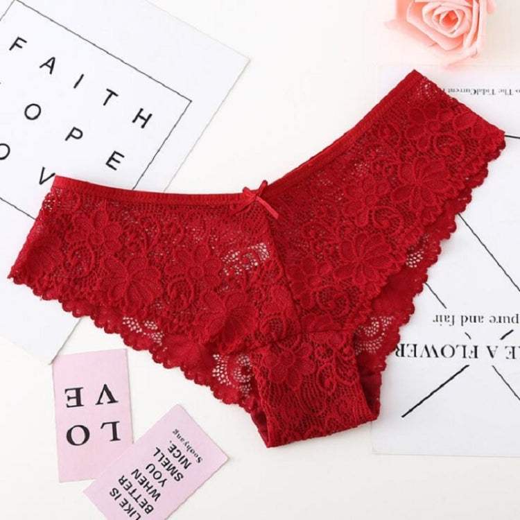 Full Lace Sexy Jacquard Seamless Underwear(Red) - Ladies Underwear by PMC Jewellery | Online Shopping South Africa | PMC Jewellery