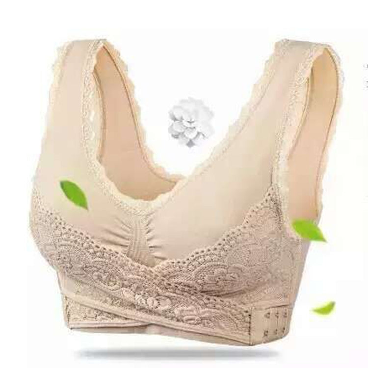 Front Cross Side Buckle Wireless Lace Bra Breathable Sport For Women, Size:L(Skin Color) - Ladies Underwear by PMC Jewellery | Online Shopping South Africa | PMC Jewellery