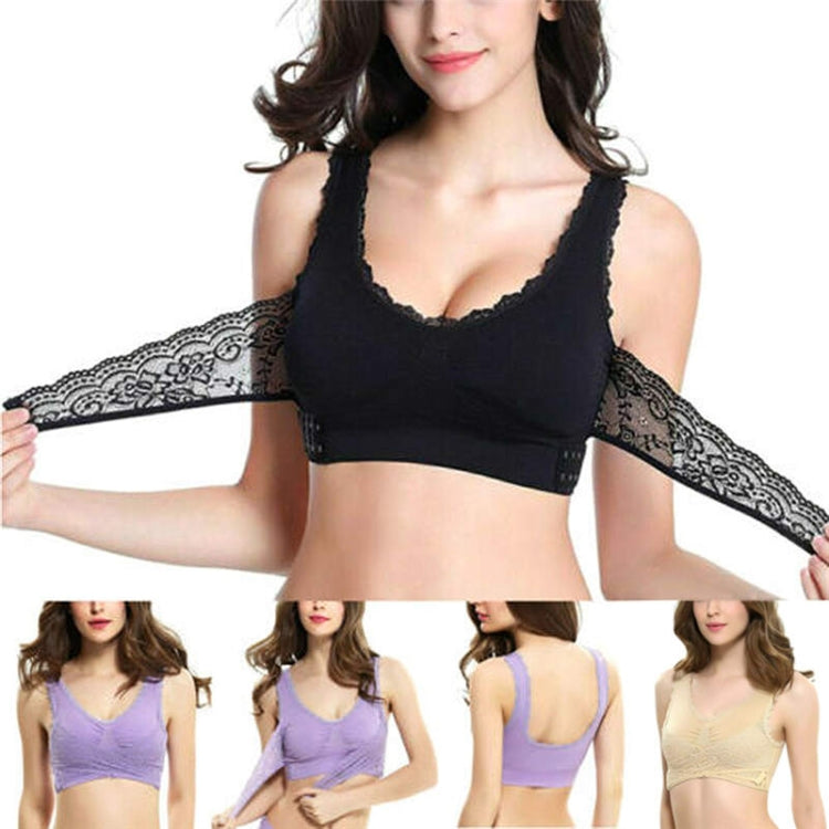 Front Cross Side Buckle Wireless Lace Bra Breathable Sport For Women, Size:L(Skin Color) - Ladies Underwear by PMC Jewellery | Online Shopping South Africa | PMC Jewellery